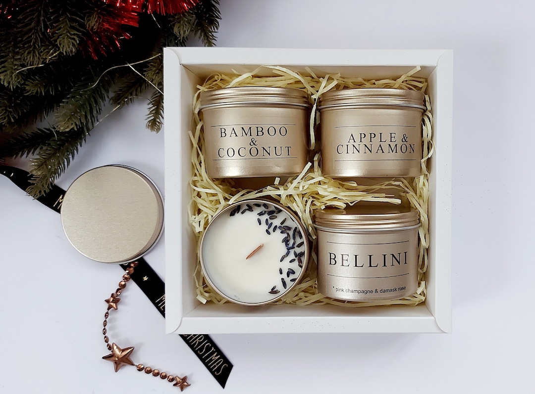 Personalized Mini Soy Candles Gift Box 4 Christmas Scented Etsy UK
