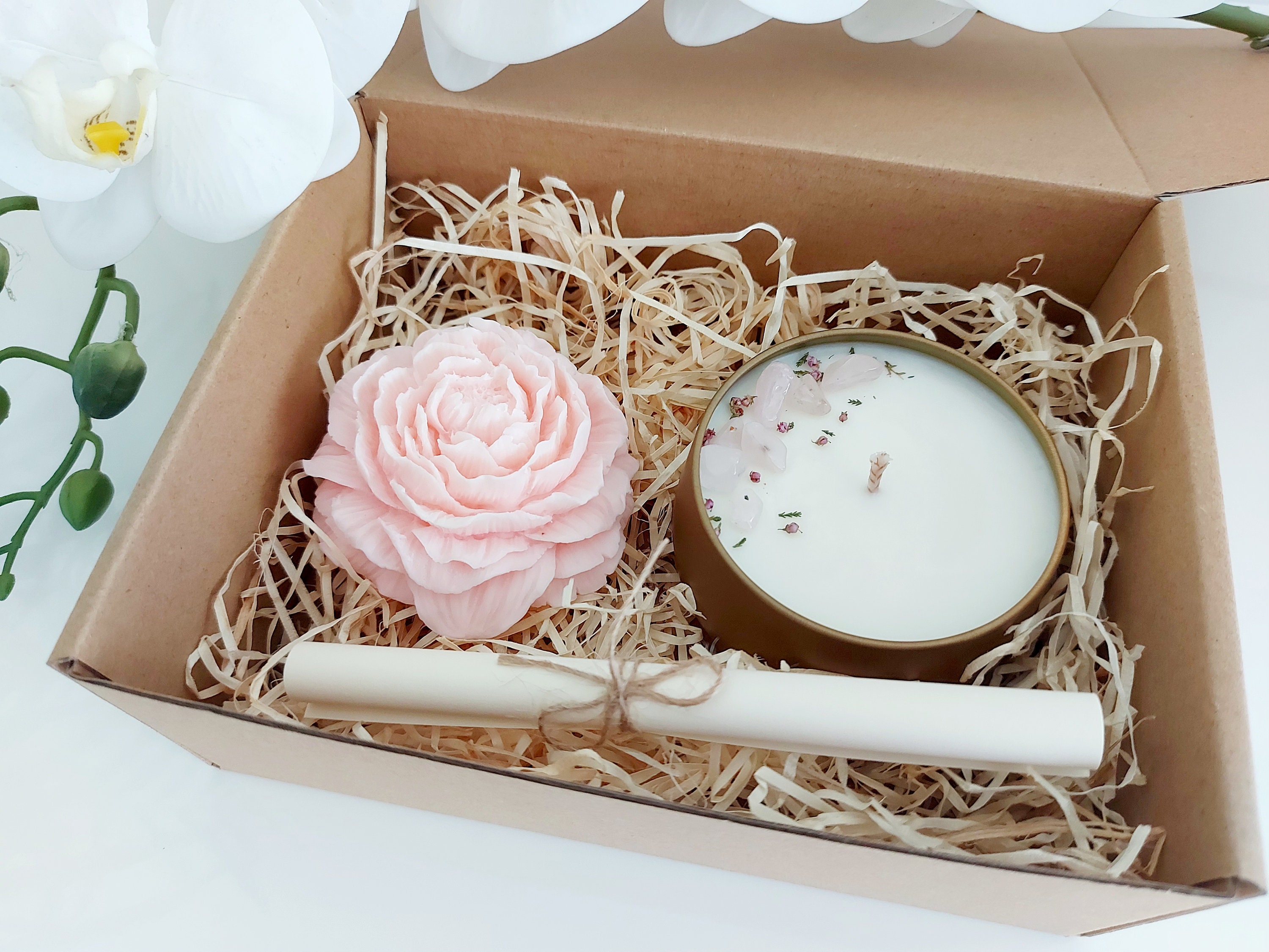Caja de regalo personalizada Vela de cristal y jabón de flores, Vela  perfumada de cera de soja, Jabón de rosas, Caja de Navidad, Día de San  Valentín, Aniversario, Regalo -  México
