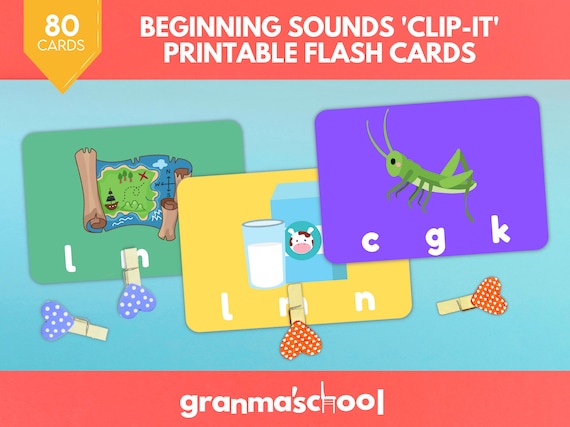 Beginning Sounds 'clip-it' Printable Flash Cards | Etsy