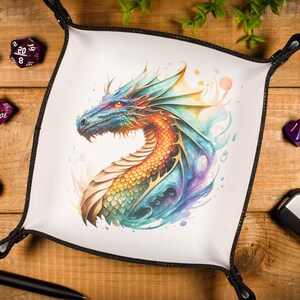 Rainbow Dragon Head - Dice Tray – Neoprene Rolling Tray for Board Games, RPGs, Geek Gifts & Desk Organization