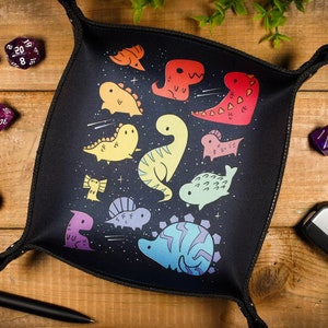 Color Dinosaurs - Dice Tray – Neoprene Rolling Tray for Board Games, RPGs, Geek Gifts & Desk Organization