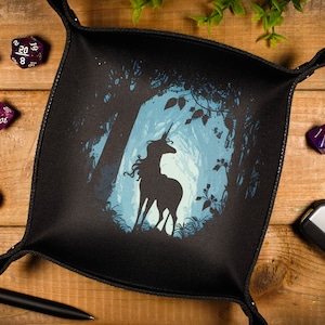 Forest Unicorn - Dice Tray – Neoprene Rolling Tray for Board Games, RPGs, Geek Gifts & Desk Organization
