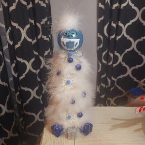 Adorable and unique Bumble the abominable snowman furry Christmas cone tree