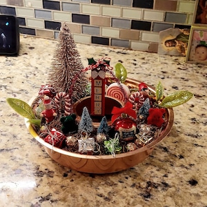 Adorable rare retro copper Christmas wonderland arrangement