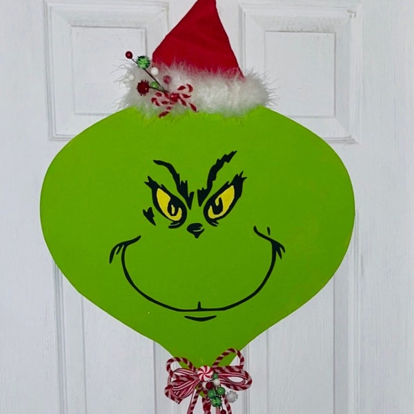 Amazing huge jolly grinch inspired merry grinchmas hand painted Christmas wall/door decor