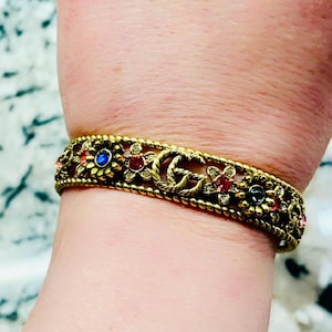 Gorgeous Repurposed GG Crystal daisy moonshine cuff bracelet