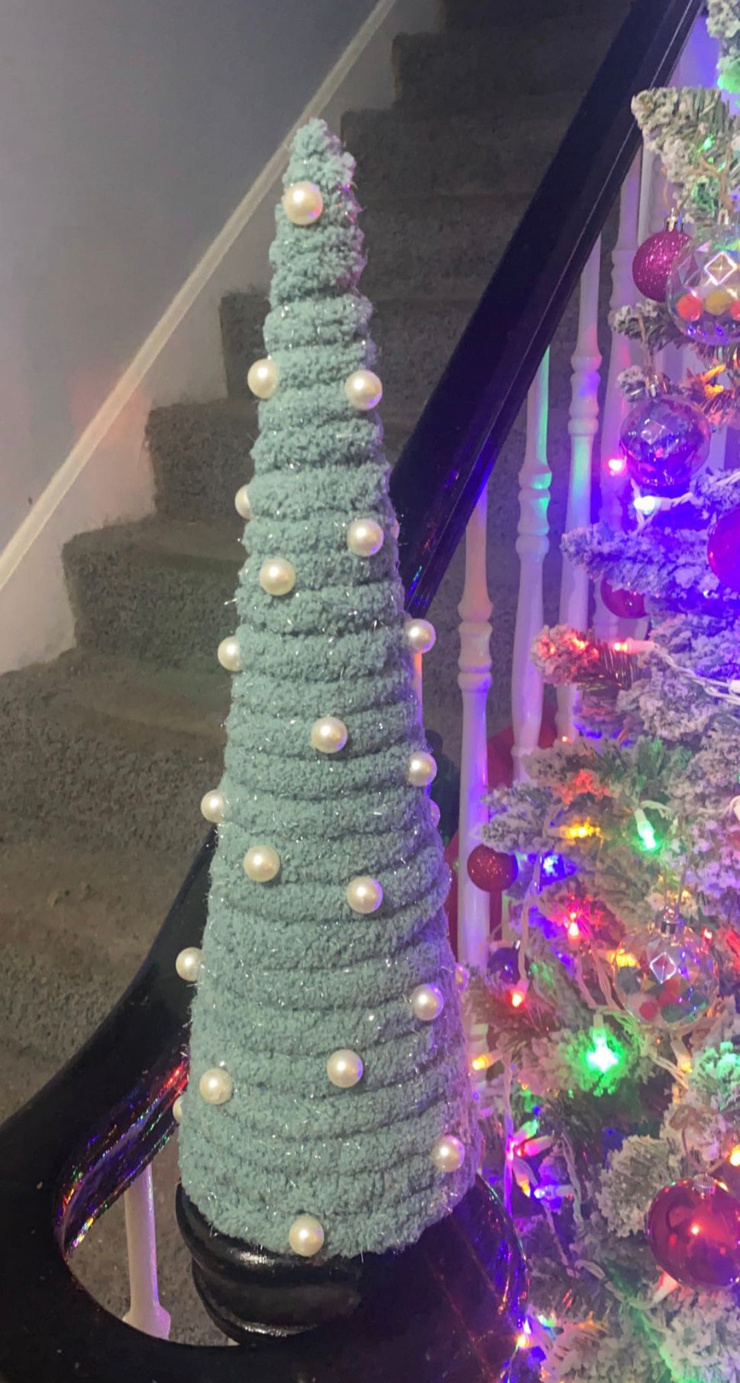 Elegant Large Chenille Yarn Tree With Pearl Ornaments. Etsy