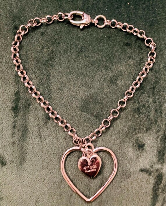 Beautiful Gucci Heart Logo Charm Bracelet With Heart Frame