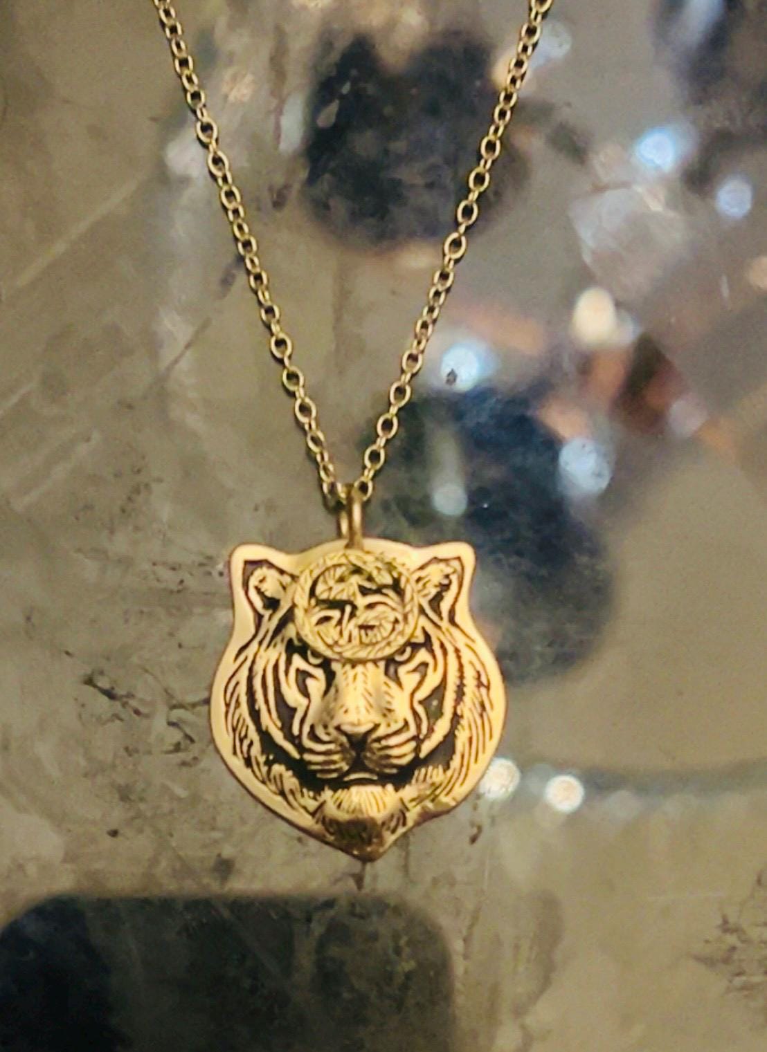 Gucci Tiger Necklace Gold Charm Pendant Gucci Tiger Necklace Mens