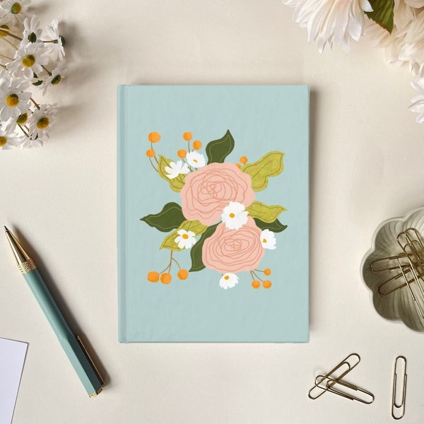 Peonies Hardcover Journal Lined Notebook Journals for Women Mindfulness Journal Unique Journals