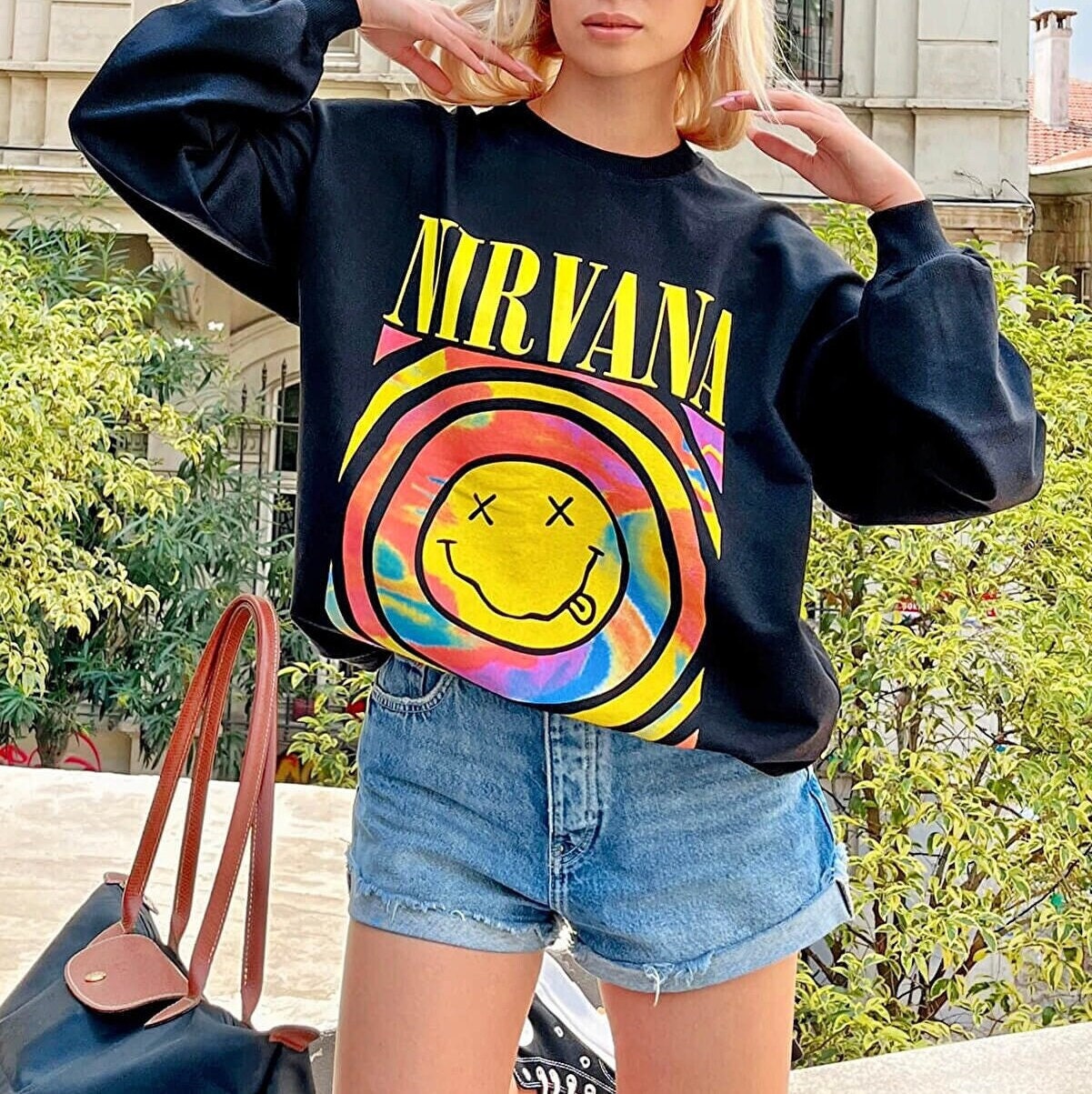 Smiley Rock Band Sweatshirt, Nirvana Smiley Face Sweatshirt