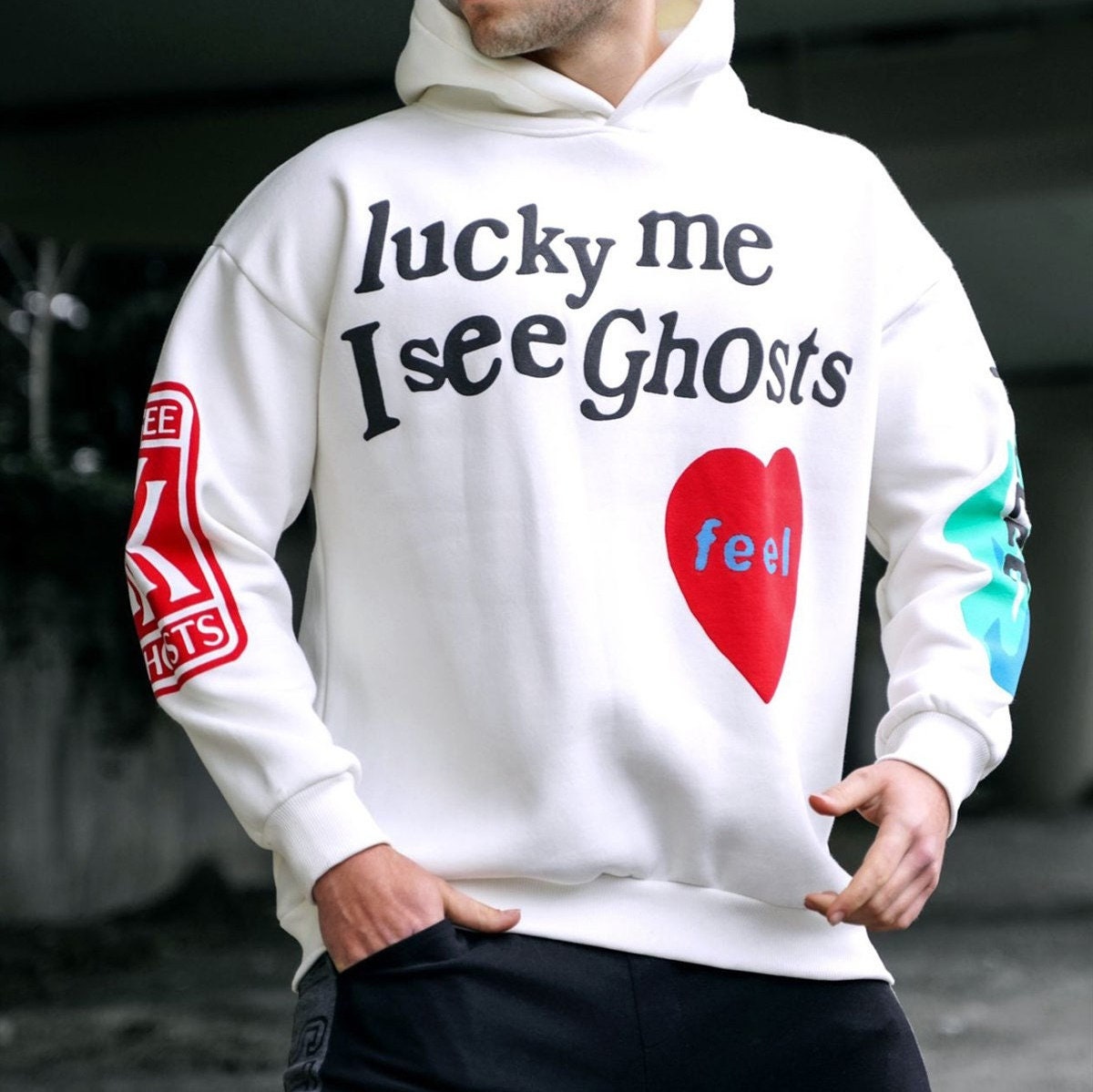 Lucky Me I See Ghost Trendy Hoodie Sweatshirt Kanye West - Etsy