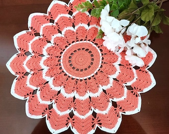 White Crochet Doily--pointed Edge Flower Doily--13
