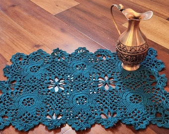 Handmade Rectangular Crochet Doily 11W x 17H