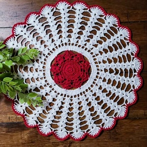 CHRISTMAS HOLIDAY SPECIAL! Handmade Crochet Doily 11&quot; (Red)