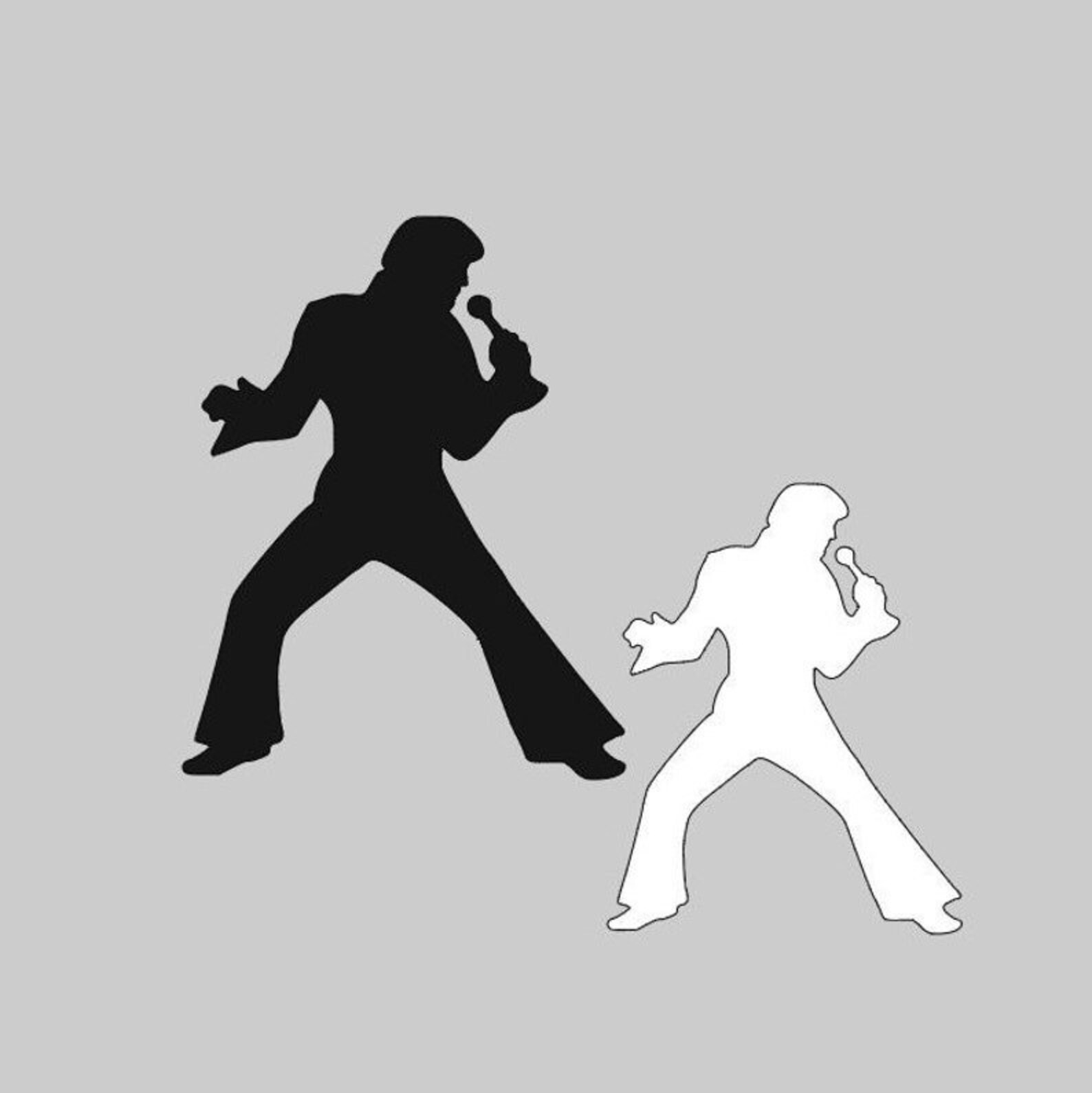 10 Black or White Elvis Silhouette Cutouts, Elvis Shapes, Elvis Presley