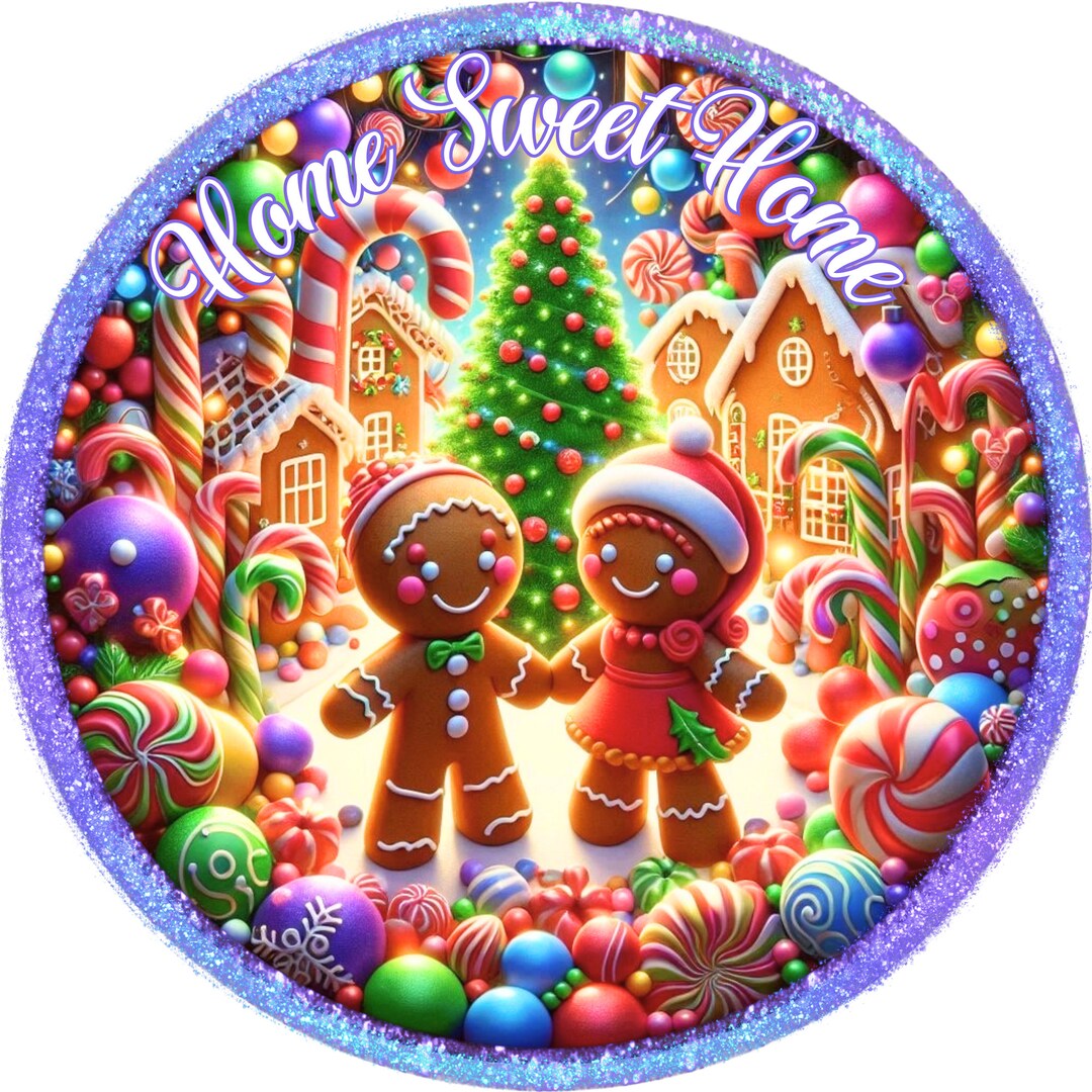 Gingerbread Boy and Girl Wreath Sign, Whimsical Christmas Decor ...