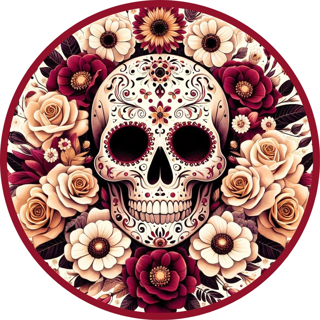 Dia De Los Muertos Skull Sign, Day of the Dead Door Decor, Mexican ...