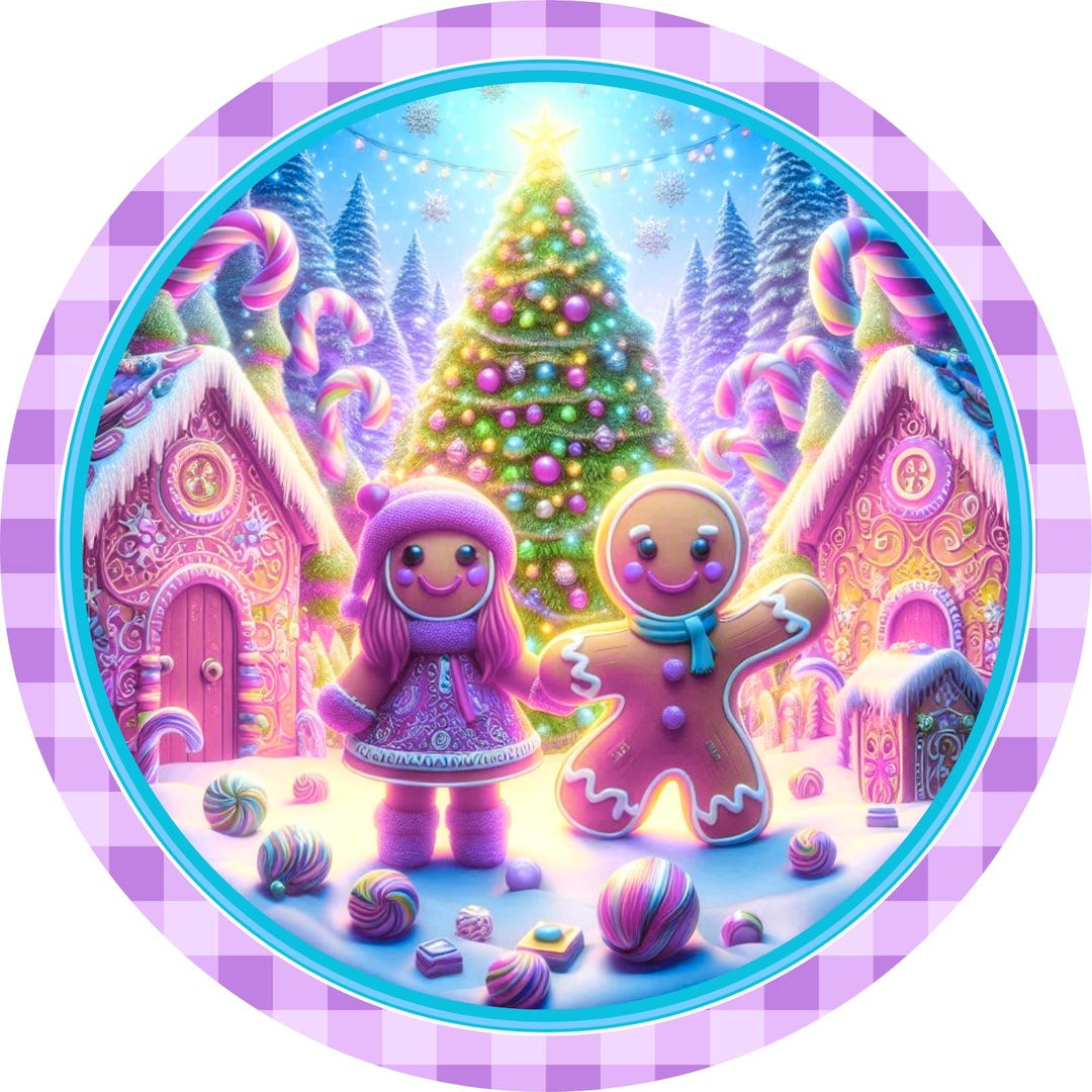 Gingerbread Boy and Girl Wreath Sign, Whimsical Christmas Sign, Holiday ...