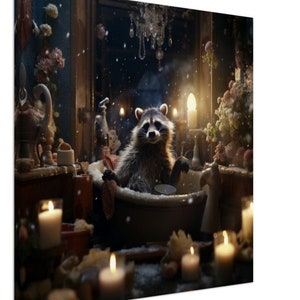 Raccoon in the Bathtub Canvas- Funny Bathroom Animal Wall Art, Raccoon ...