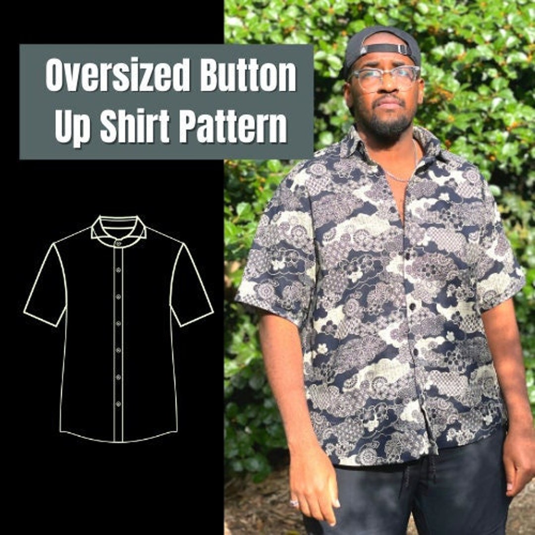 Men's Oversized Button up Shirt Pattern Etsy