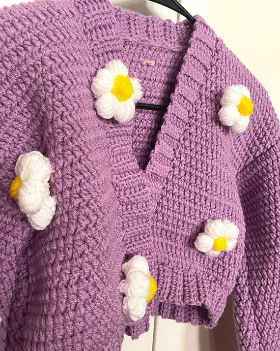 LalaPerezCrafts Crochet Puffy Flower Cardigan