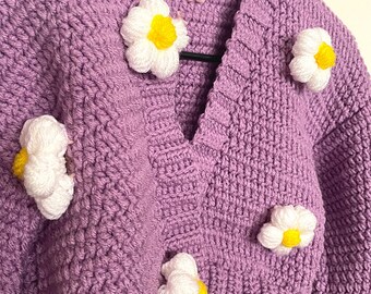 Crochet Puffy Flower Cardigan PATTERN 