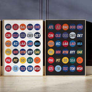 MLB Teams Poster of Major League Baseball Print of Baseball Wall Art of MLB Decor of MLB Team Print of Baseball Fan Gift