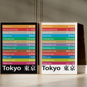 Minimal Tokyo Metro Poster | Tokyo Subway Wall Art | Metro Line Map & Toei Subway Prints | Modern Tokyo Home Decor