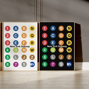 New Yorker U-Bahn Poster New Yorker U-Bahn Linie Druck der NYC Subway Wandkunst New York Geschenk NYC Subway Wandkunst New York Home Decor