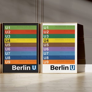 Impresión del mapa del metro de Berlín Impresión artística del metro de Berlín Póster de la estación de tren BVG de Berlín Regalo de Berlín