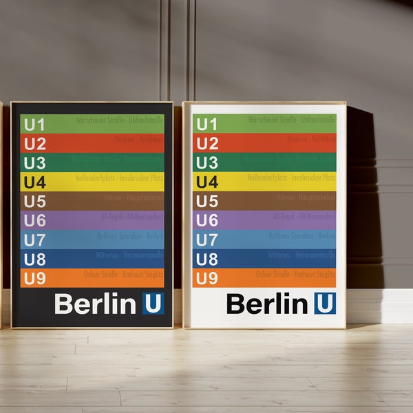Berlin U-Bahn Map Print of Berlin Rapid Transit Germany Art Print of Subway Poster of Berlin BVG Railway Berlin Gift