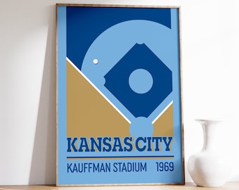 Kansas City Baseball Poster Kauffman Stadium Print of Royals Fan Gift of Kansas City Poster of Baseball Wall Art of Royals