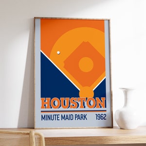 Classic Houston Astros Baseball Poster - Minute Maid Park Art Print, Houston Fan Gift, Texas Home Decor, Astros Wall Art