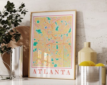 Atlanta Map Poster of Atlanta Watercolor Painting of Atlanta Map Print of Atlanta Georgia Wall Art of Atlanta Gift