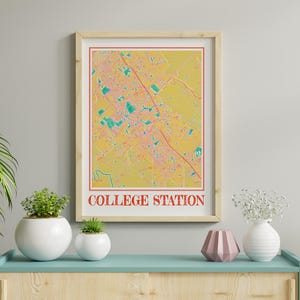 Aquarell College Station Texas Karte Poster von College Station Karte von College Station Wandkunst von College Station Geschenk von College Station TX