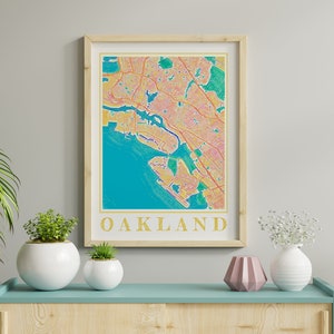 Watercolor Oakland Map Print of Oakland California Painting Map of Oakland Poster of Oakland Wall Art of Oakland Gift