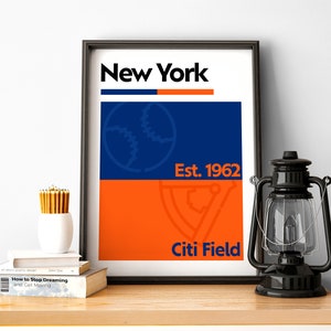 New York Baseball Print, New York Poster, Minimalist Poster, New York Sports, NYC Team Colour Gift for Baseball Fan
