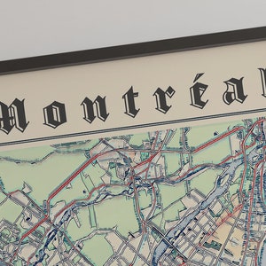 Ancienne carte de Montréal Canada 1915 carte vintage Affiche - Canada