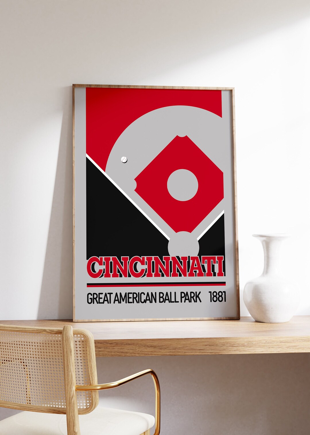 Cincinnati Baseball Print Great American Ball Park Poster of Reds Fan ...