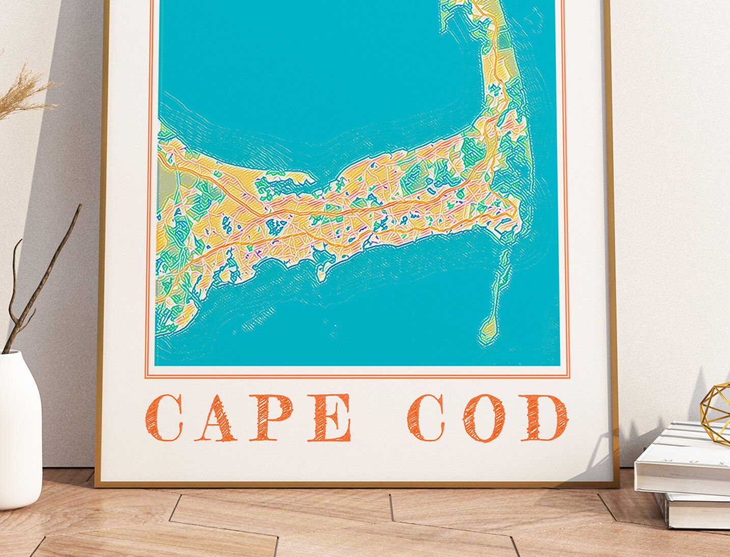 Watercolor Cape Cod Map Art Print: Massachusetts Souvenir - Etsy