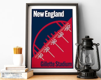 New England Football Poster Gillette Stadium Print of Patriots Fan Gift of New England Print of New England Gift Poster of Patriots Wall Art