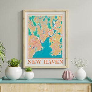 Watercolor New Haven Map Poster of New Haven Wall Art of Connecticut Map of New Haven Print of New Haven Gift of New Haven City Painting