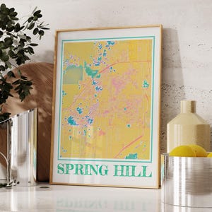 Spring Hill Florida kaart poster, aquarel muurkunst Spring Hill FL kaart print cadeau woondecoratie