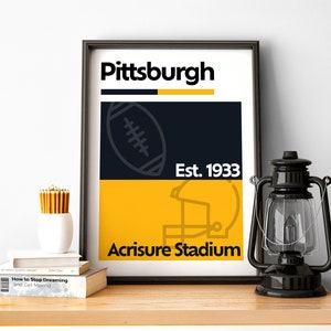 Pittsburgh Football Print, Pittsburgh Poster, Minimalist Poster, Pittsburgh Sports, Pennsylvania Team Colour Gift for American Football Fan