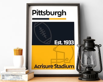 Pittsburgh Football Print, Pittsburgh Poster, Minimalist Poster, Pittsburgh Sports, Pennsylvania Team Colour Gift for American Football Fan