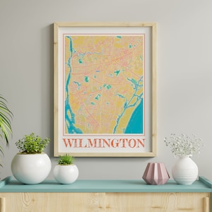 Watercolor Wilmington NC Map Poster of Wilmington North Carolina Map of Wilmington Wall Art of Wilmington Gift of Wilmington City Painting