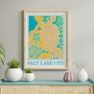 Watercolor Salt Lake City Map Print of Salt Lake City Utah Painting Map of Salt Lake City Poster of Salt Lake City Wall Art