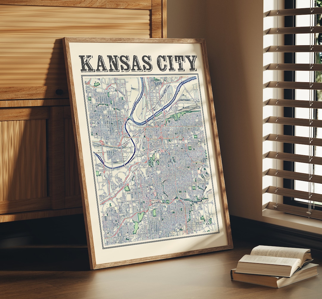 Antique Kansas City Map Poster of Kansas City Missouri Classic Etsy