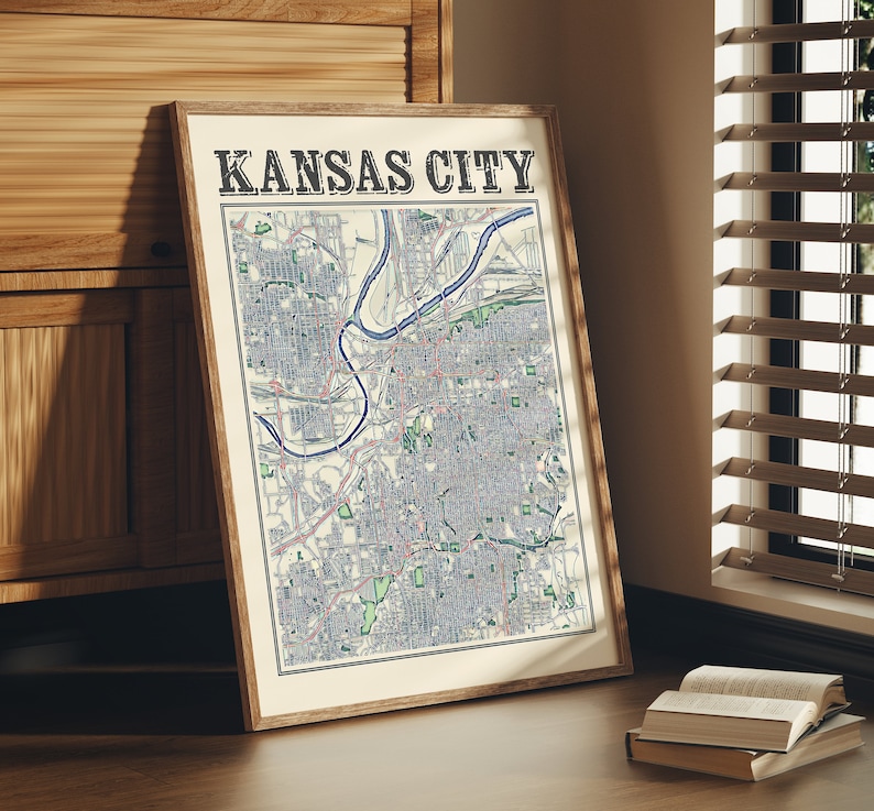 Antique Kansas City Map Poster of Kansas City Missouri Classic Etsy